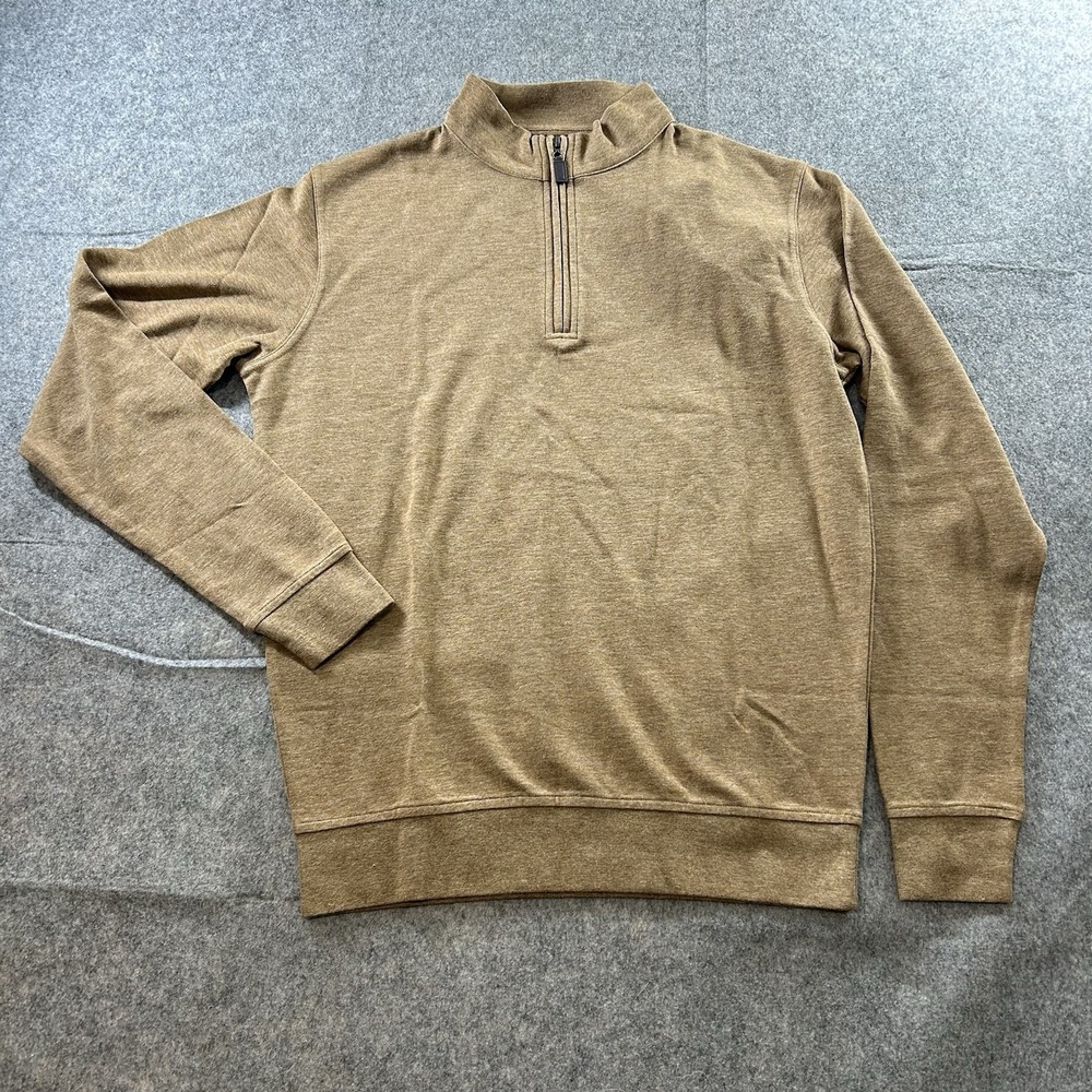 Horn Legend Quarter Zip Sweater Mens Small Cotton Blend Steel Brown